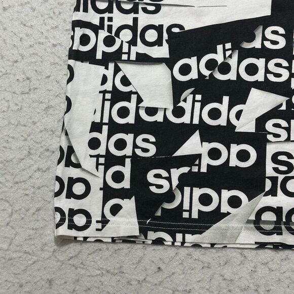 Adidas Boy's Large (14/16) Black White Logo Short Sleeve Athletic T Shirt - Picture 5 of 15